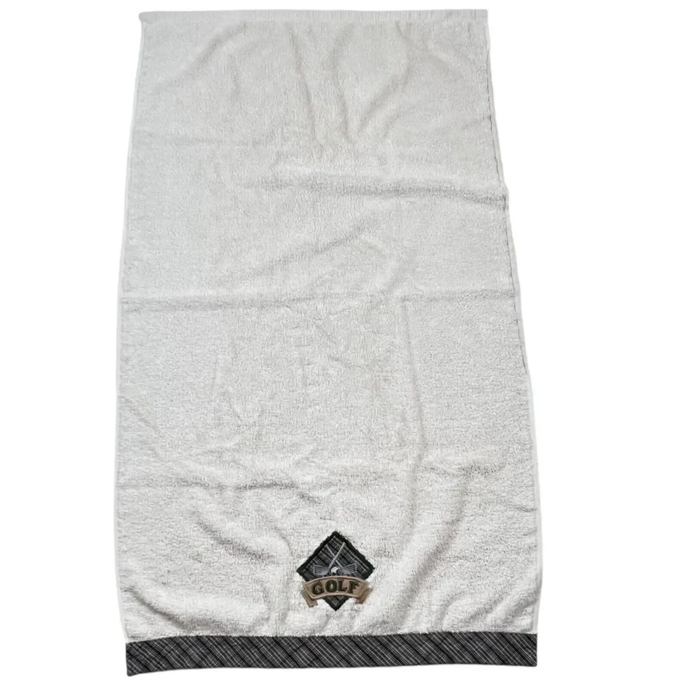2 Millennium by 1888 Mills Golf Bath Towels Cotton 46x27 Fluffy Plaid Embroider